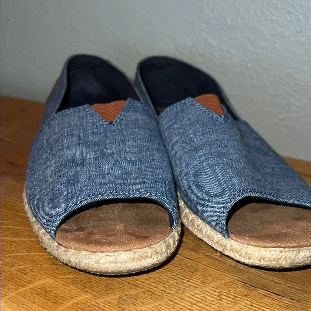 Toms Blue and Brown Espadrilles Casual Slip-Ons